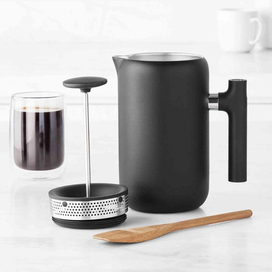 Fellow Clara insulated coffee maker with 24 oz carafe and enhanced filtration system for clean, full-flavored French press coffee