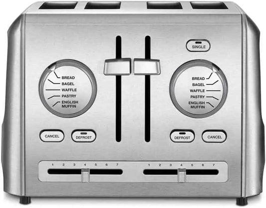 Cuisinart CPT-640P1 stainless steel 4-slice toaster with multiple presets and wide slots