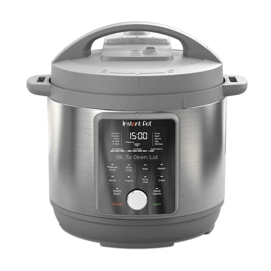 Instant Pot Next Gen Duo Plus V4 6-Qt stainless steel multi-cooker with 9-in-1 functionality and quiet steam release
