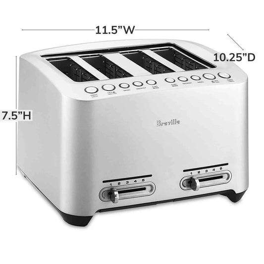 Breville 4-Slice Toaster stainless steel with extra wide slots and smart features
