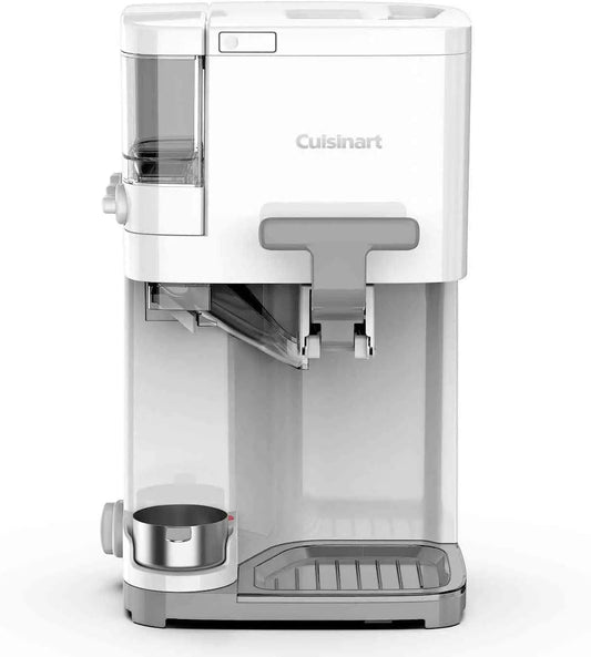 Cuisinart Soft Serve Ice Cream Maker with warming cup and condiment dispensers for homemade frozen desserts