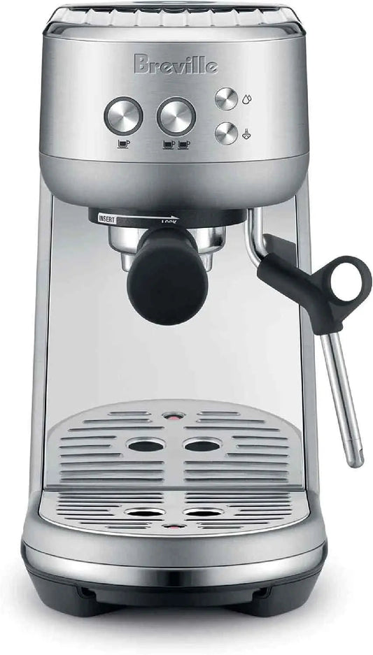 Breville Bambino Espresso Machine stainless steel compact design with steam wand for lattes and cappuccinos