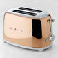 SMEG 2 Slice Toaster in retro style with two wide slots and six browning levels