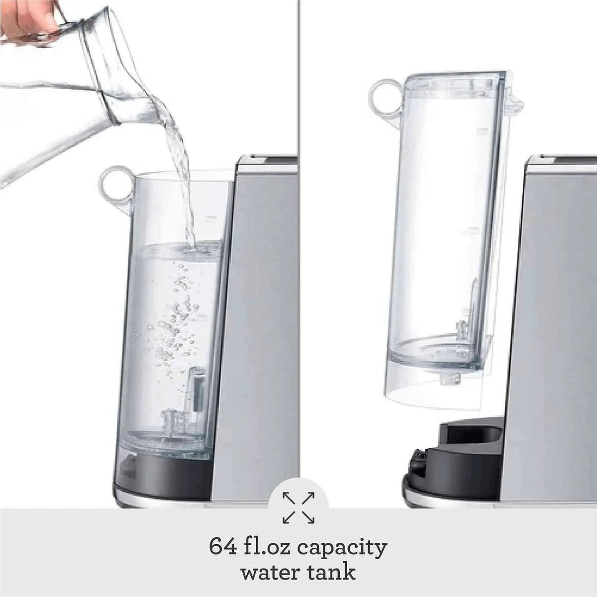 Breville Bambino Plus espresso machine in brushed stainless steel with programmable control and Thermojet heating system