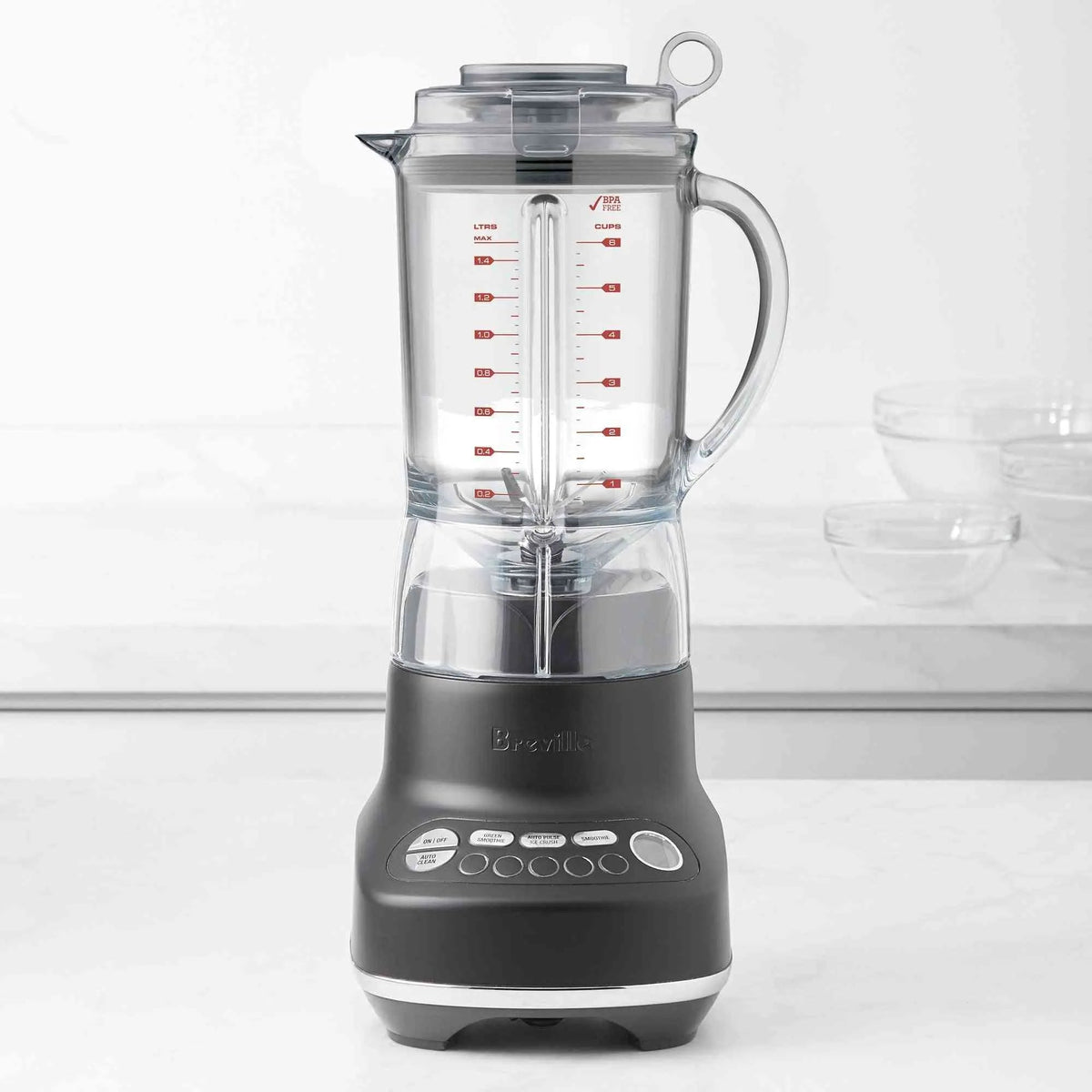 Breville Fresh and Furious Blender BBL620SIL silver multitasking blender with Kinetix Bowl and Blade system
