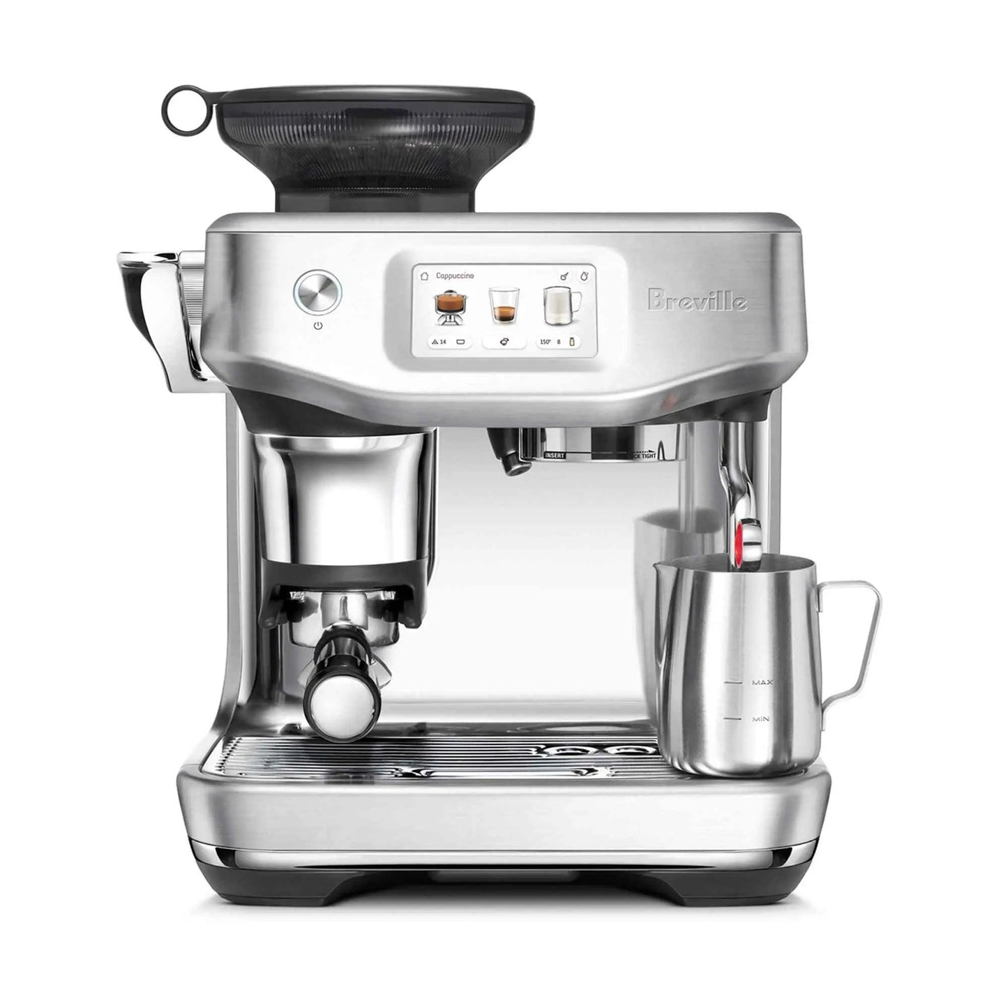 Breville Barista Touch Impress espresso machine with grinder and touchscreen for advanced barista guidance