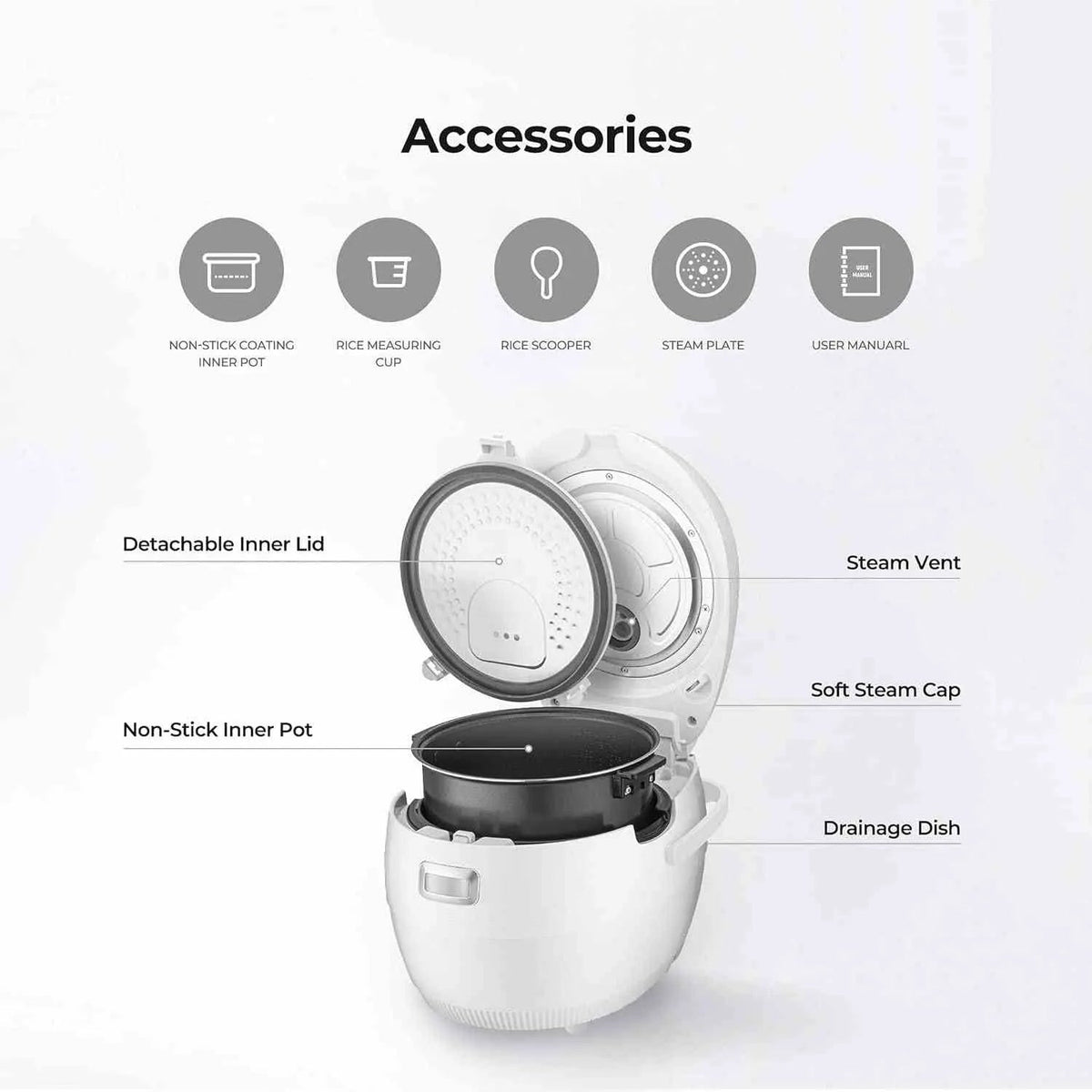 Cuckoo CR-1020FW 10-cup Micom rice cooker with 16 menu options and LED touch panel