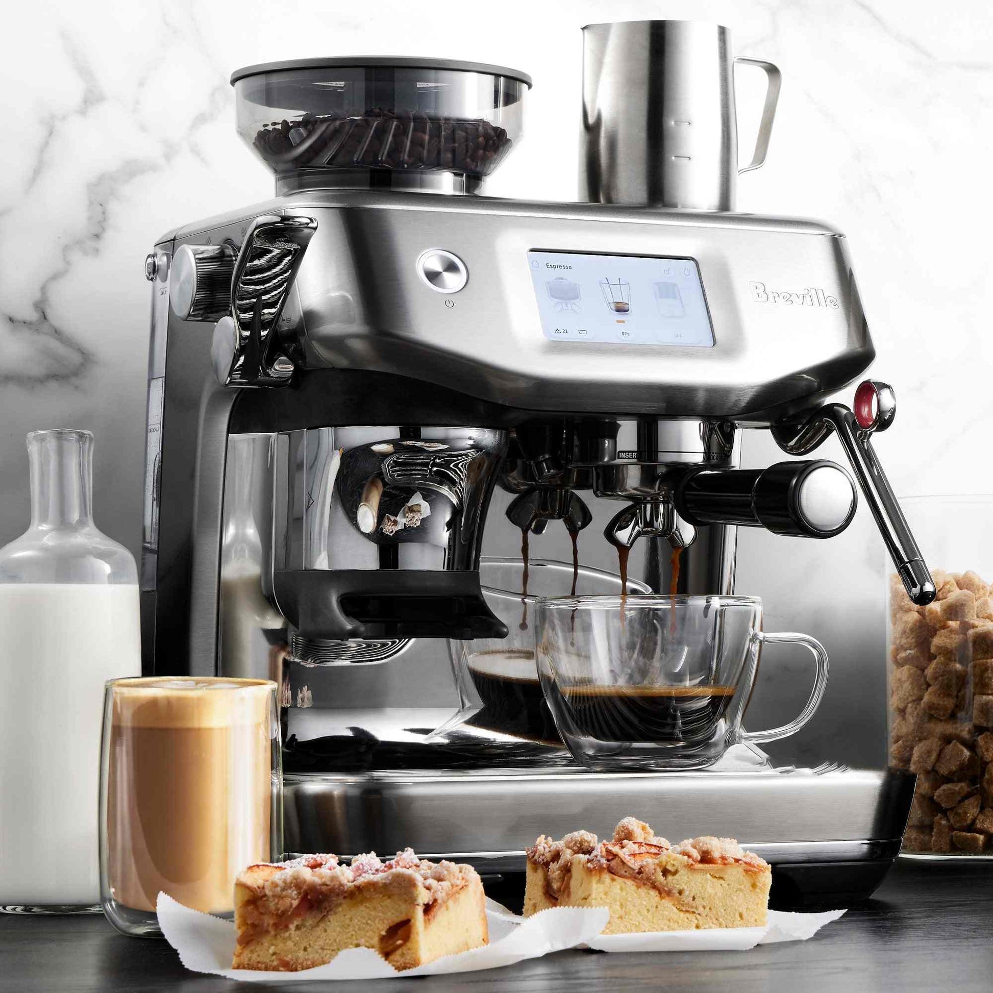 Breville Barista Touch Impress espresso machine with grinder and touchscreen barista guidance