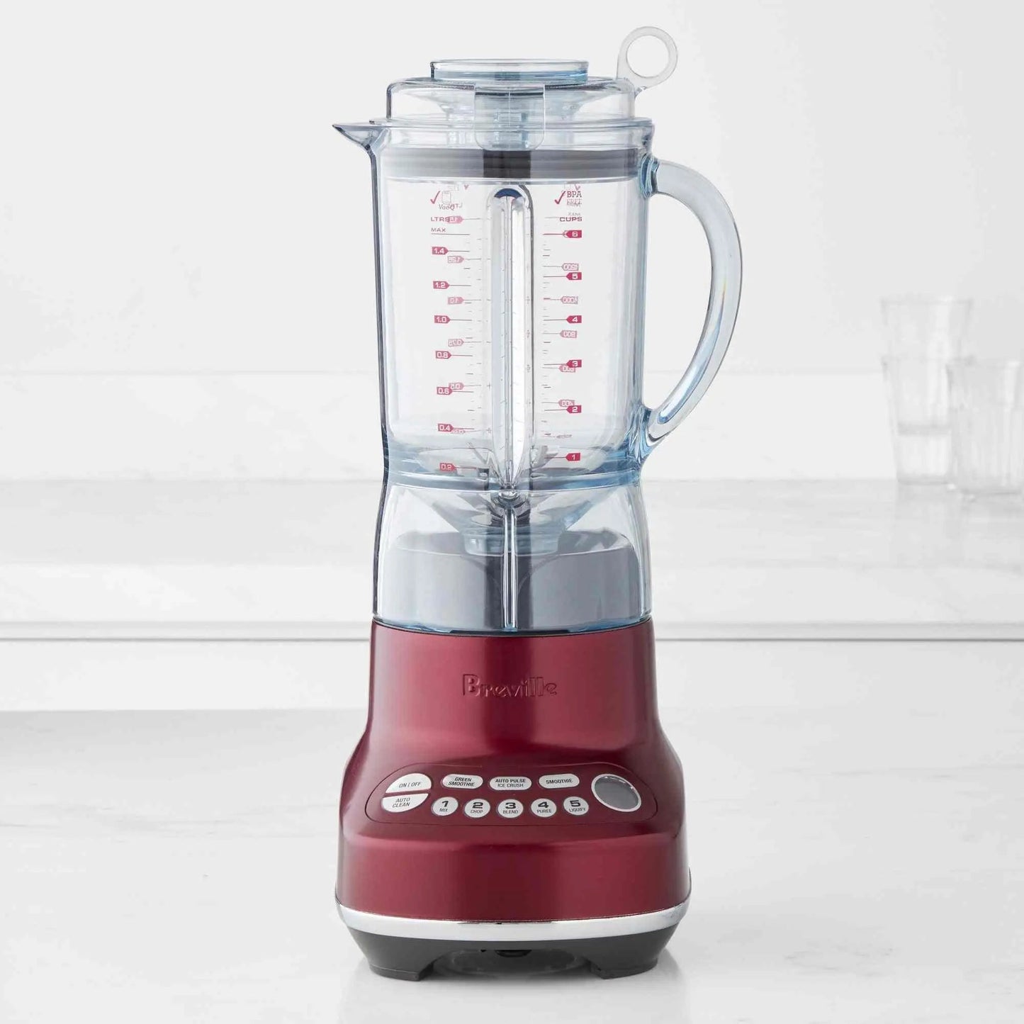 Breville Fresh and Furious Blender silver model with Kinetix bowl and blade system and LED display