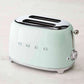 SMEG 2 Slice Retro Toaster with extra-wide slots and six browning levels in midcentury style