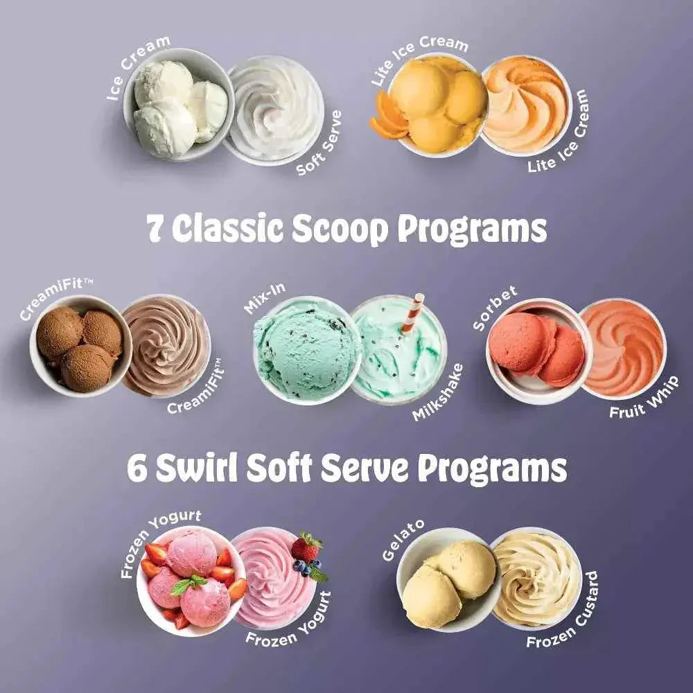 Ninja CREAMi Scoop & Swirl ice cream maker with 13 programs and soft serve features