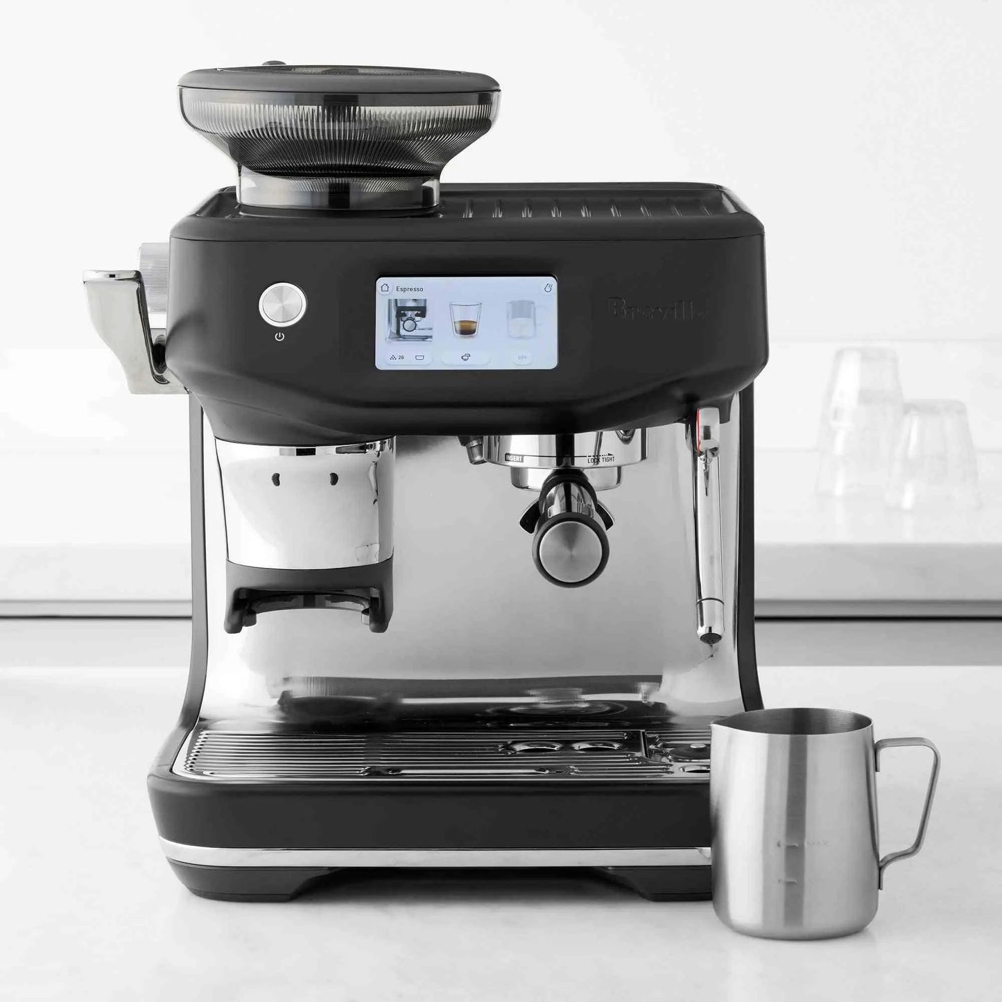 Breville Barista Touch Impress espresso machine with integrated grinder and touchscreen barista guidance
