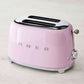 SMEG 2 Slice Toaster in retro design with two wide slots and chrome knob