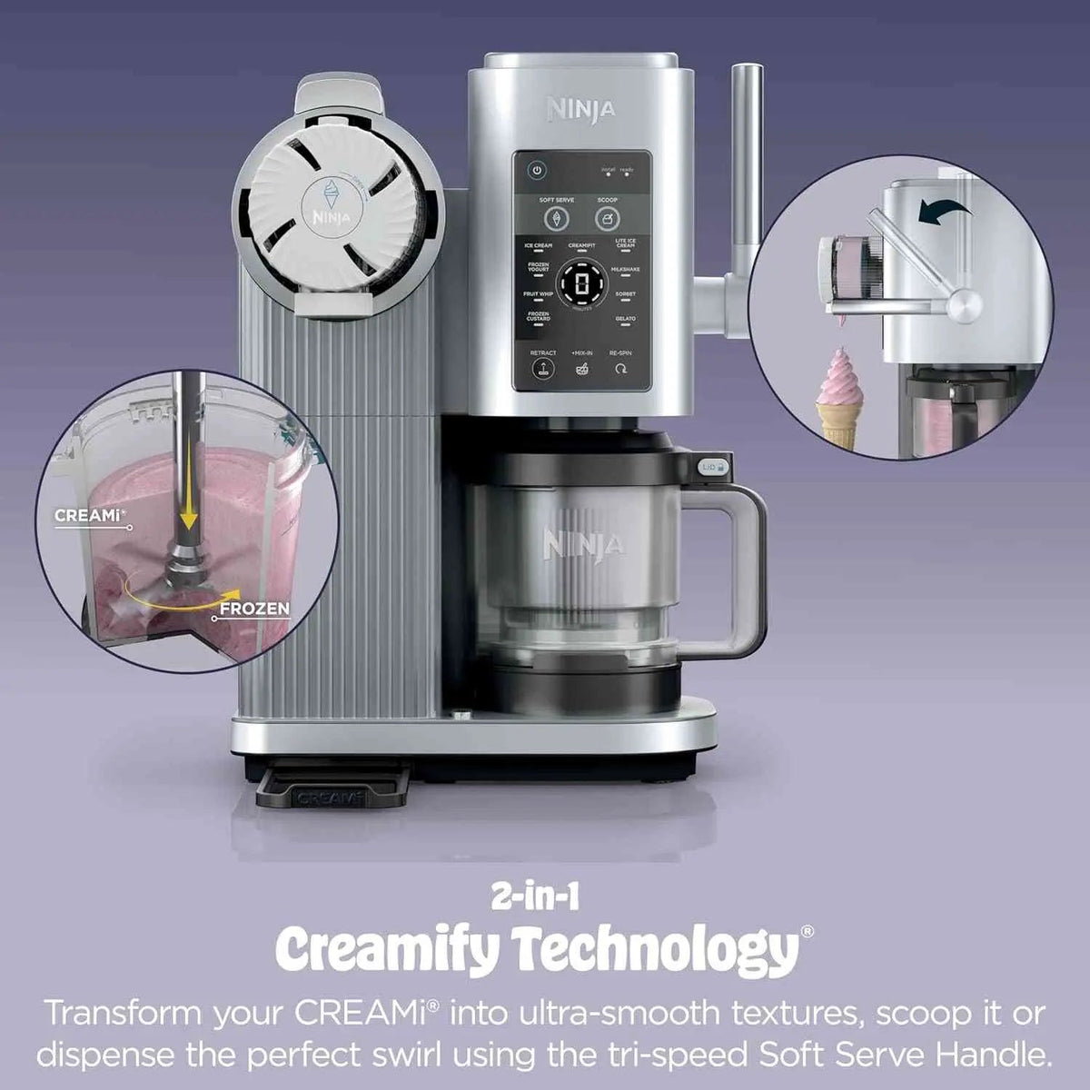 Ninja CREAMi Scoop & Swirl ice cream maker with 13 programs and soft serve functionality