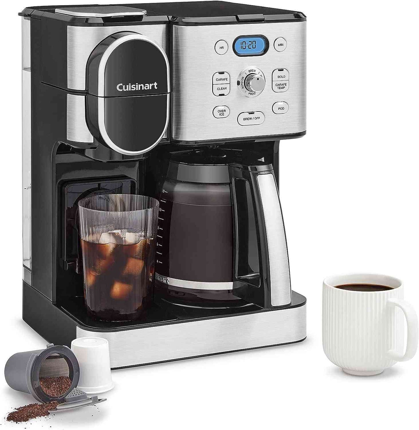 Cuisinart Coffee Center 2-in-1 automatic coffee maker with 12-cup glass carafe and single-serve pod compatibility
