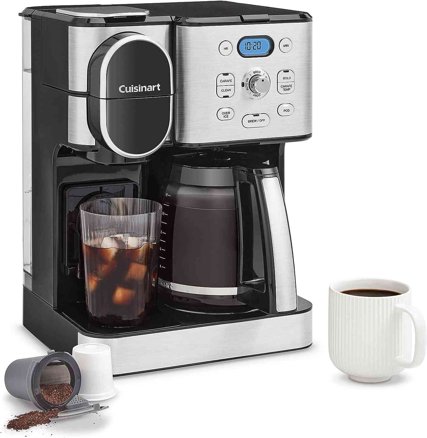 Cuisinart Coffee Center 2-in-1 automatic coffee maker with 12-cup glass carafe and single-serve pod compatibility