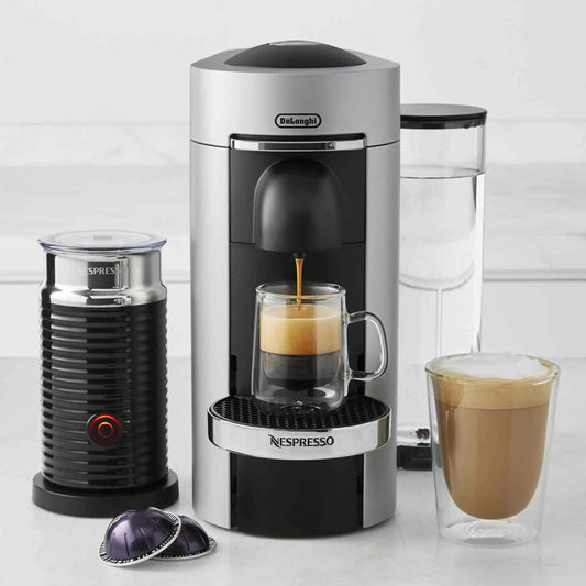 Nespresso VertuoPlus Deluxe Coffee Maker with Aeroccino milk frother and large swivel water tank