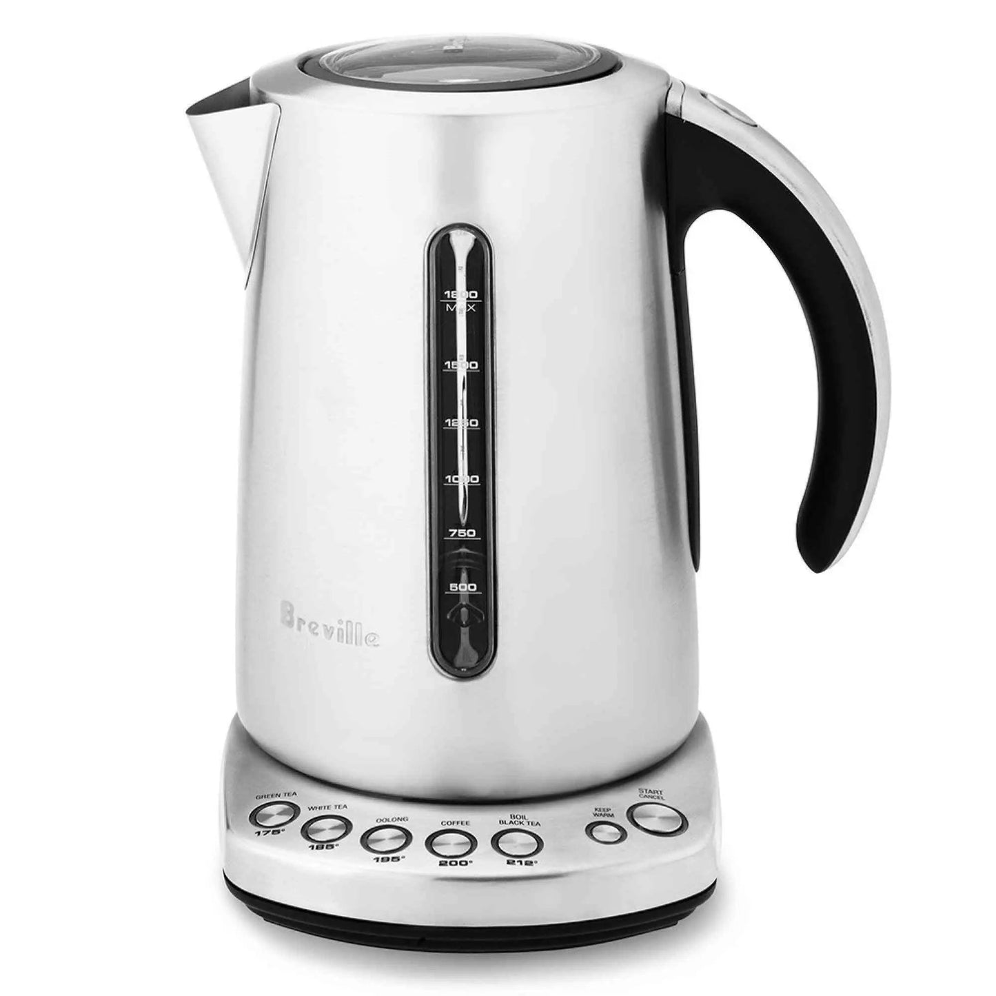 Breville Variable-Temperature Tea & Coffee Kettle with 7.5 cup capacity and 5 customizable temperature settings for tea and coffee