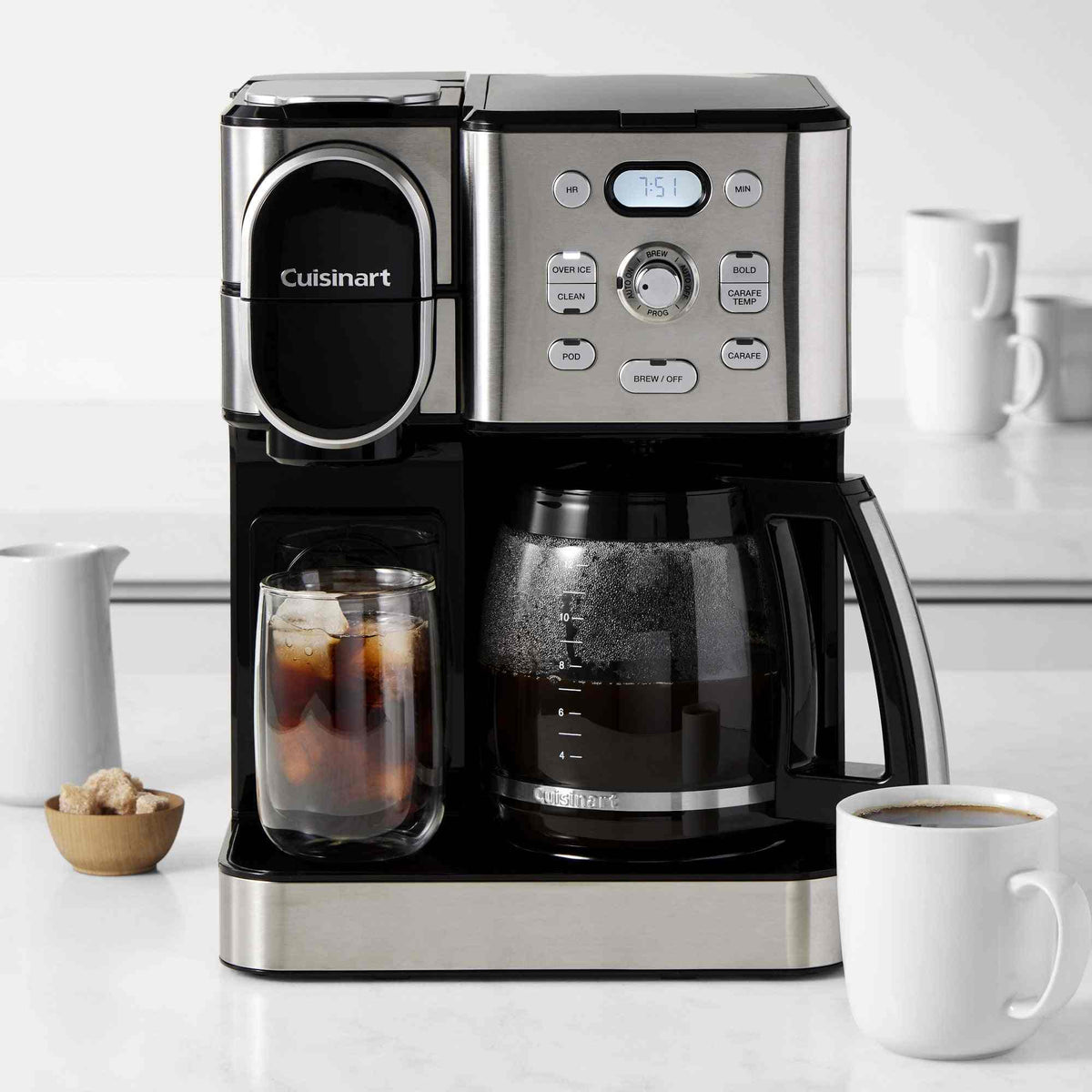 Cuisinart Coffee Center 2-in-1 automatic coffee maker with 12-cup glass carafe and single-serve pod compatibility