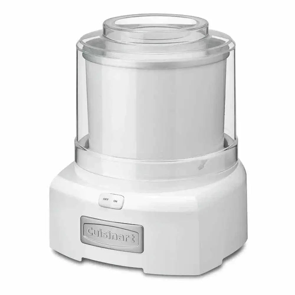 Cuisinart white automatic frozen yogurt ice cream and sorbet maker with large capacity bowl and easy-lock lid