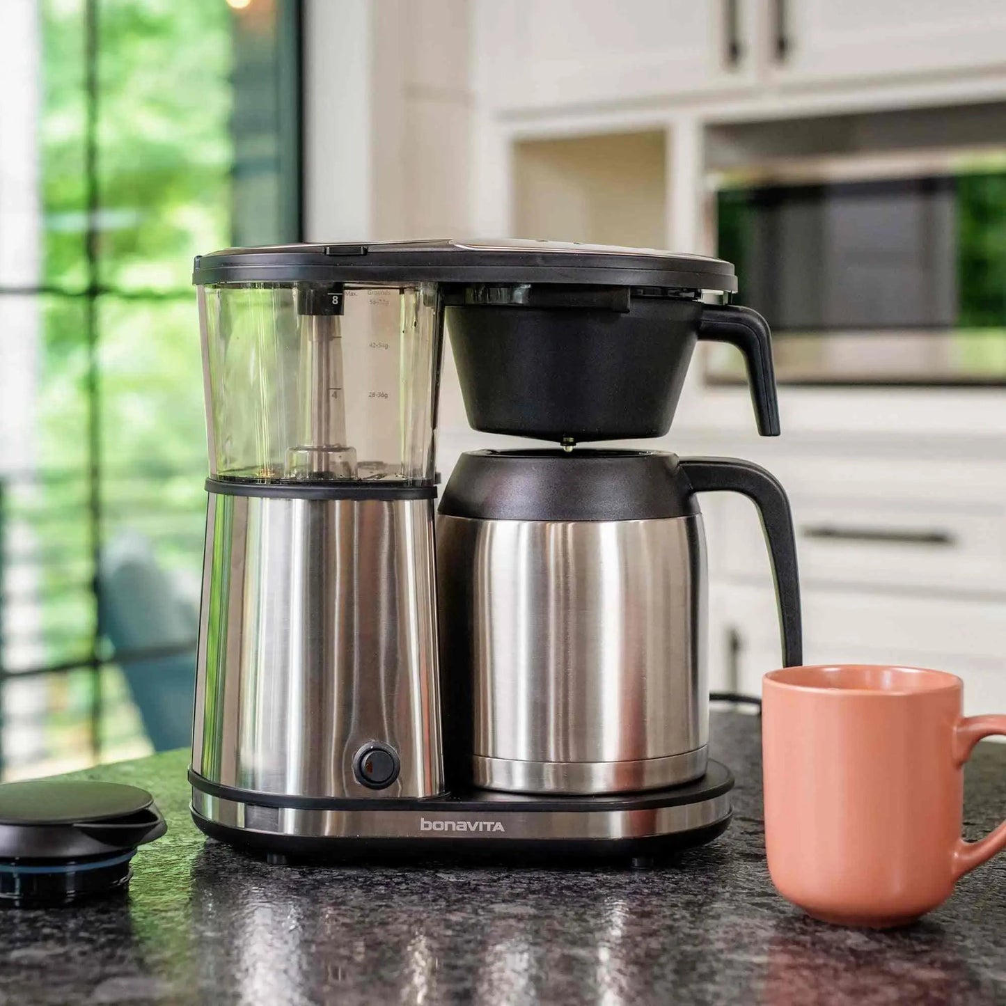 Bonavita Connoisseur 8 Cup Drip Coffee Maker with stainless steel thermal carafe and one-touch pour over brewer for cafe-quality coffee at home