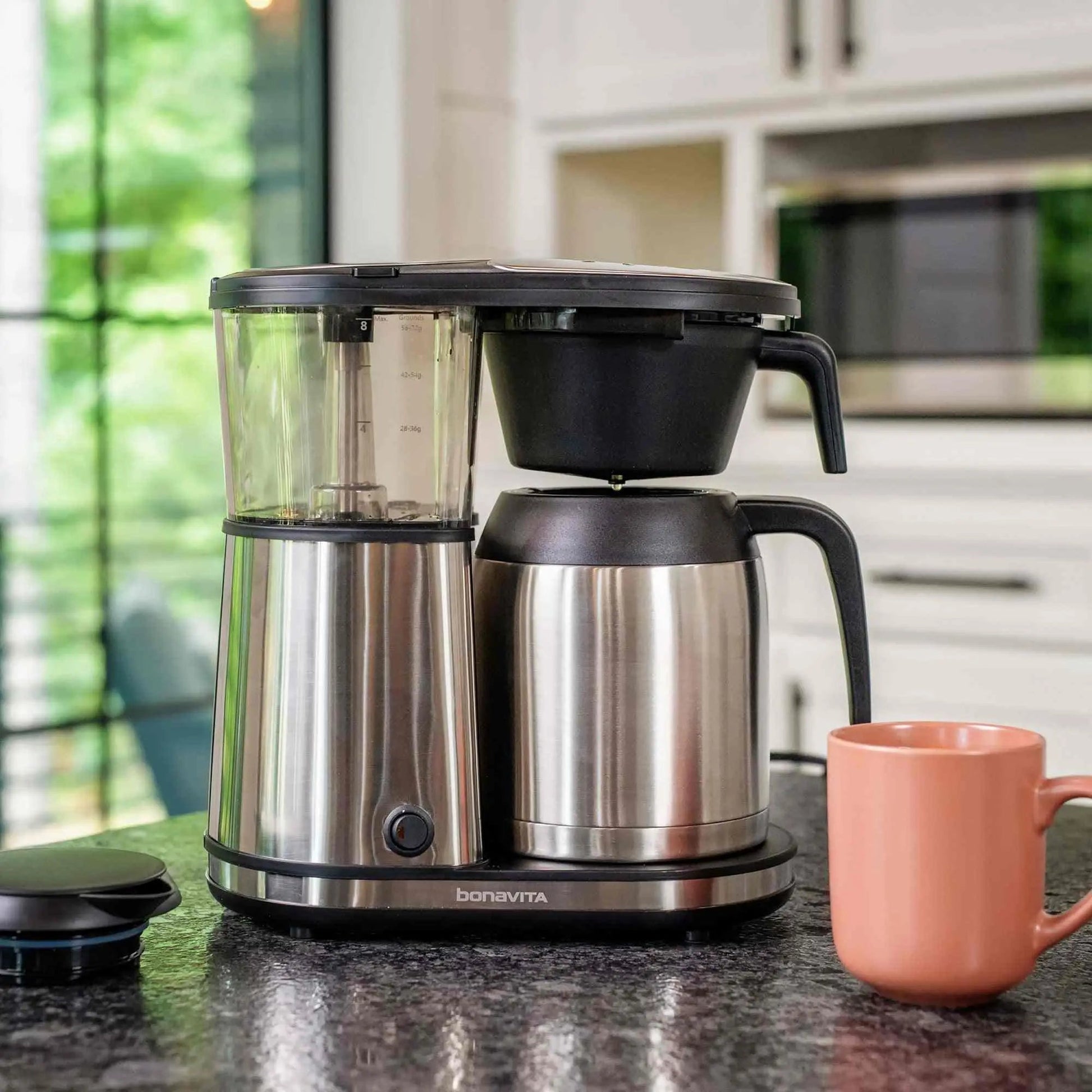 Bonavita Connoisseur 8 Cup Drip Coffee Maker with stainless steel thermal carafe and one-touch pour over brewer for cafe-quality coffee at home
