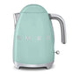 SMEG Electric Kettle with 360˚ swivel base, auto-shutoff, water-level indicators, gentle steam release, and removable filter