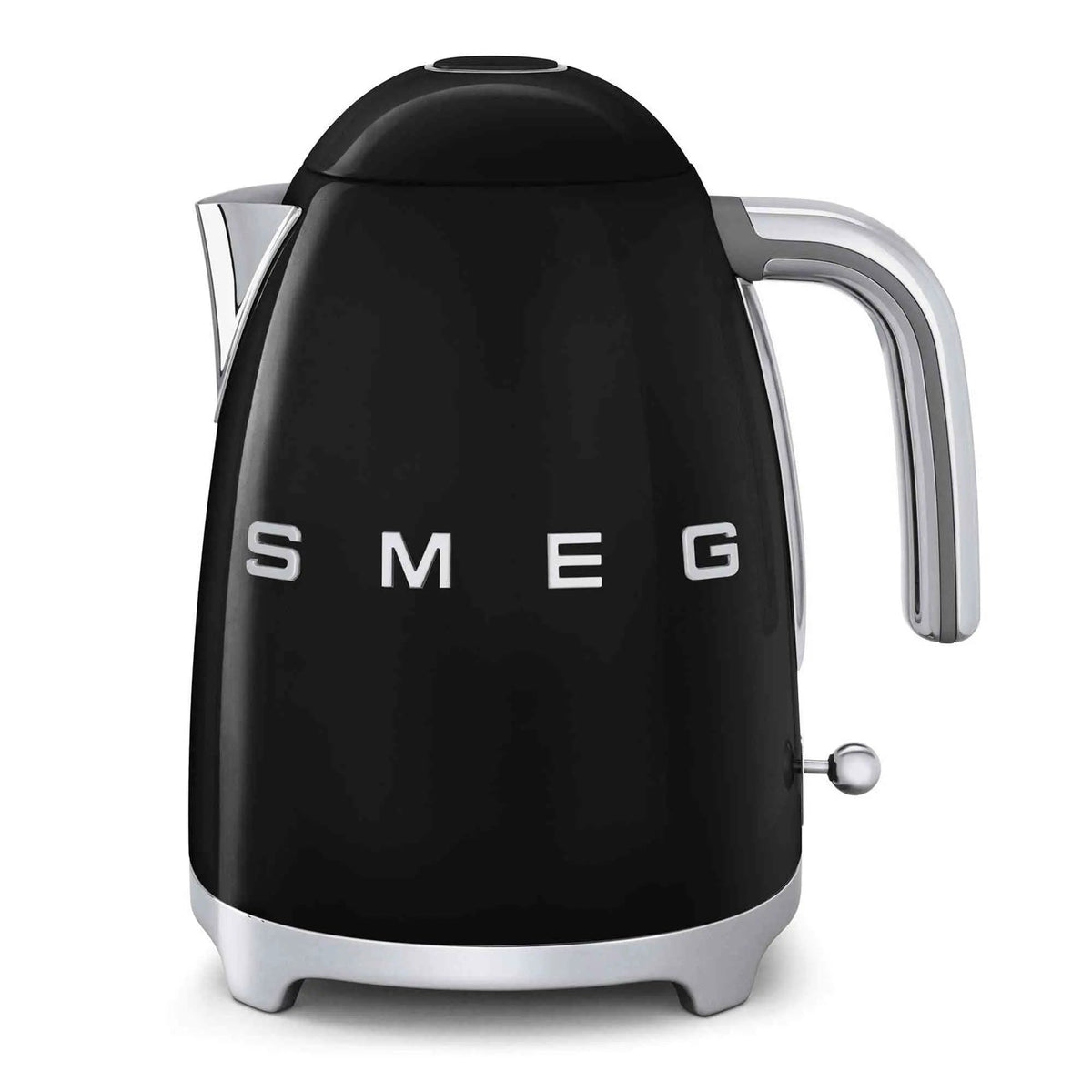 SMEG Electric Kettle with 360˚ swivel base, auto shutoff, water-level indicators, steam release, and removable limescale filter