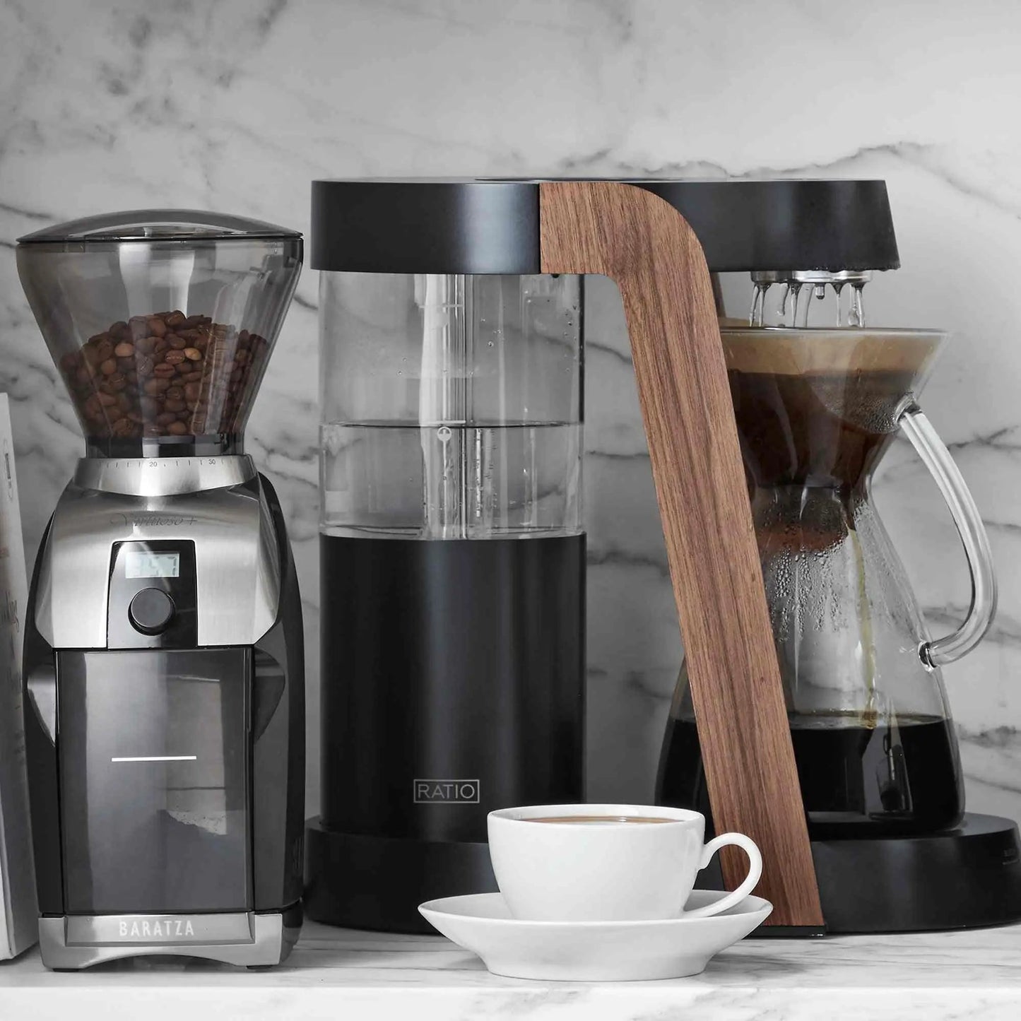 Baratza Virtuoso+ conical burr coffee grinder with digital timer and 40 grind settings