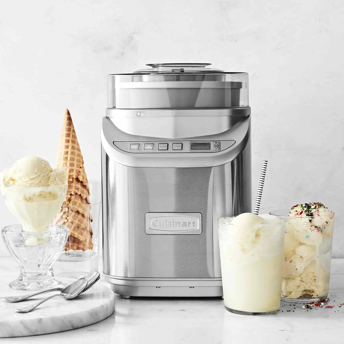 Cuisinart Electric Ice Cream Make Machine ICE-70 stainless steel with digital timer and mixing paddle