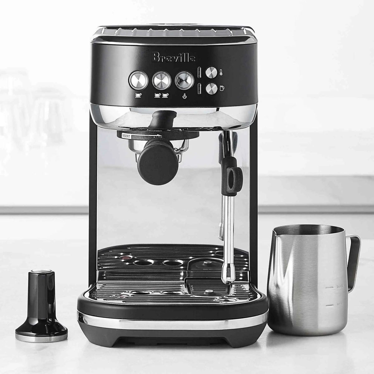 Breville Bambino Plus espresso machine brushed stainless steel with automatic microfoam texturing and easy programmable control