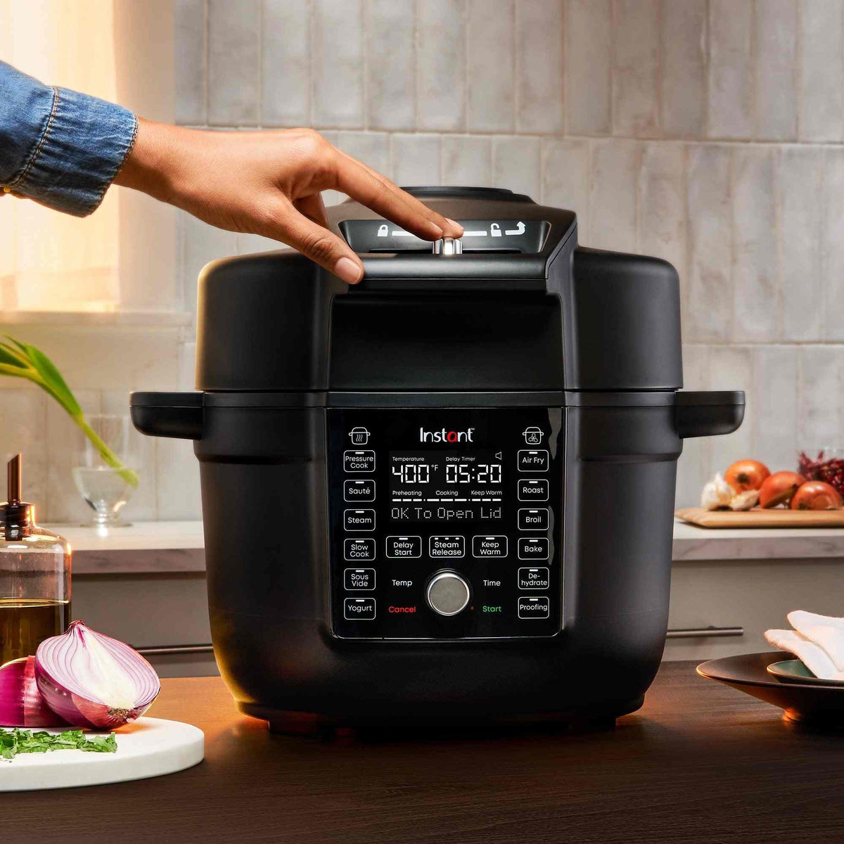 Instant Pot Duo Crisp 6.5 Qt air fryer and pressure cooker combo with 13-in-1 functionality and stainless steel air fryer lid