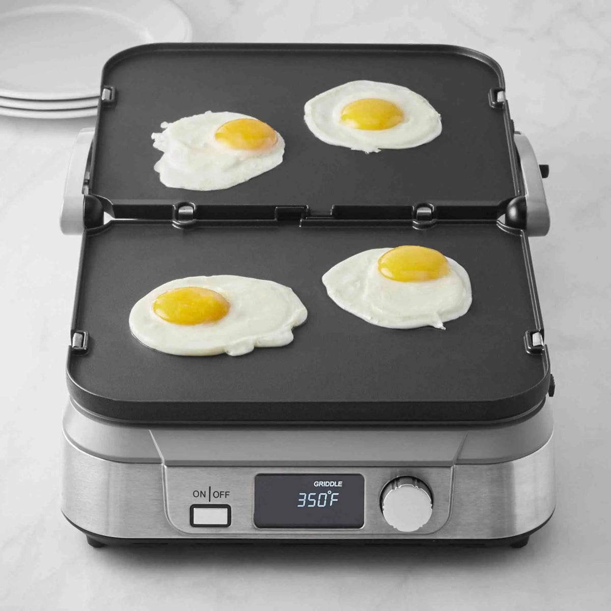 Cuisinart GR-5BWS Electric Griddler FIVE 5-in-1 contact grill and griddle with LCD display and adjustable temperature controls