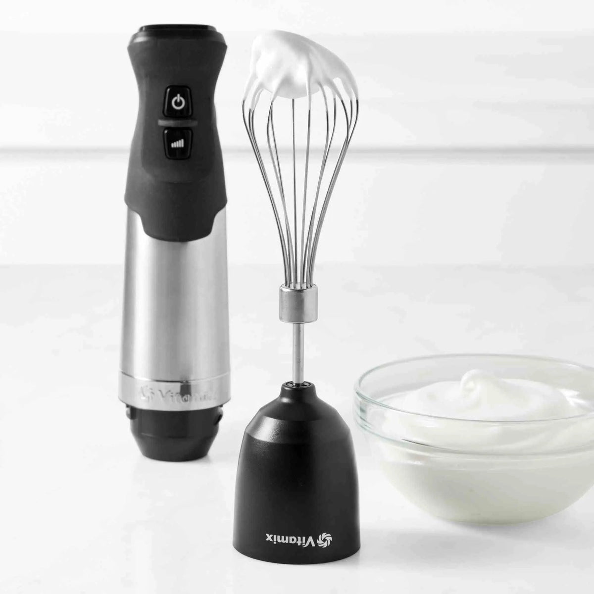 Vitamix Immersion Blender whisk attachment with stainless steel balloon whisk for whipped cream and meringues