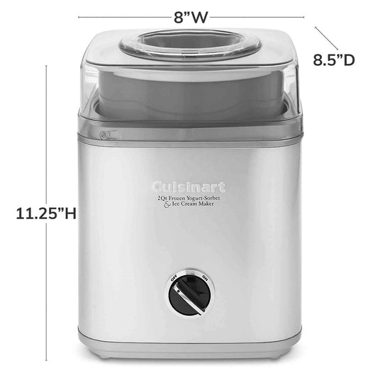 Cuisinart Stainless-Steel Ice Cream Maker with 2-Qt double-insulated freezer bowl and heavy-duty motor