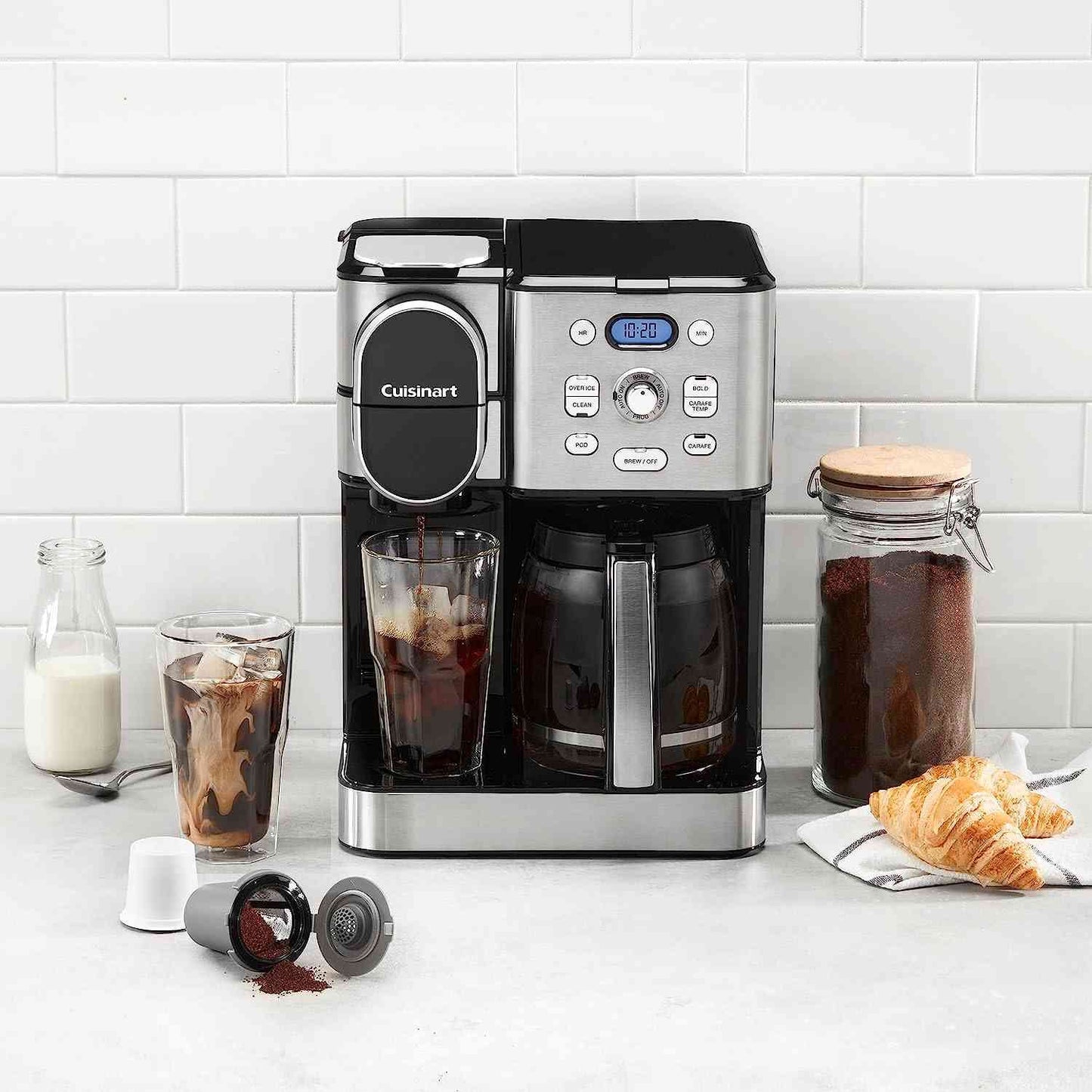 Cuisinart Coffee Center 2-in-1 automatic coffee maker with 12-cup glass carafe and single-serve pod compatibility