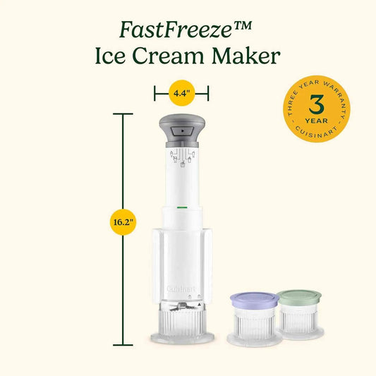 Cuisinart FastFreeze 5-in-1 ice cream maker with preset programs for ice cream, sorbet, milkshakes, and more