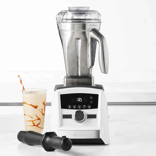 Vitamix stainless steel 48oz container with clear BPA-free lid and stainless steel blades, dishwasher safe blender accessory in silver, 2-piece set