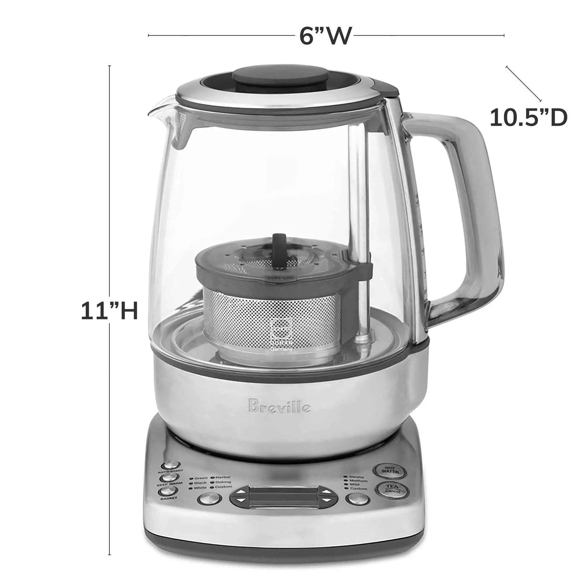 Breville One-Touch Tea Maker BTM800XL silver automatic tea brewer with adjustable temperature and strength settings