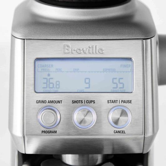 Breville Smart Grinder Pro stainless steel coffee grinder with 60 grind settings and LCD screen