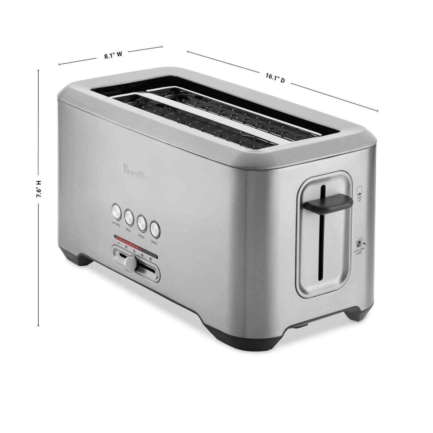 Breville Bit More 4-slice toaster in brushed stainless steel with LED progress indicator and extra-long slots