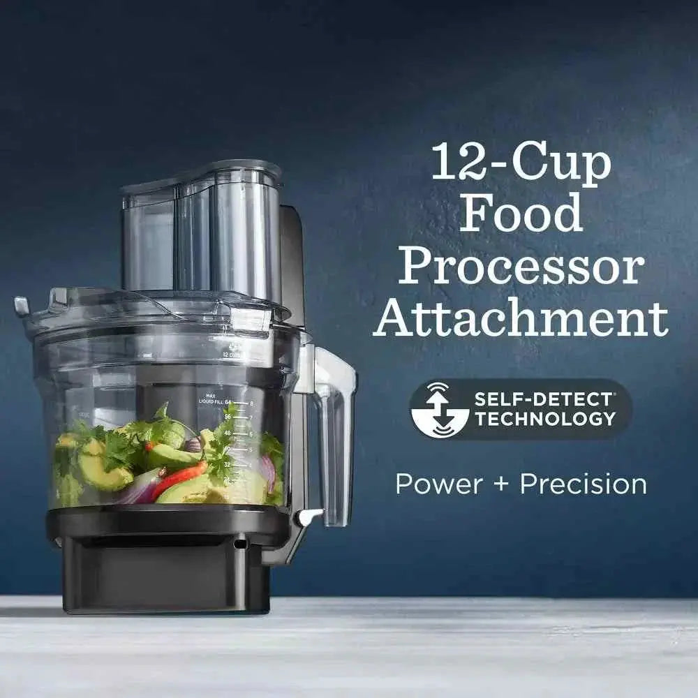 Vitamix Ascent Series 12-cup black food processor attachment with BPA-free, dishwasher-safe design and SELF-DETECT technology