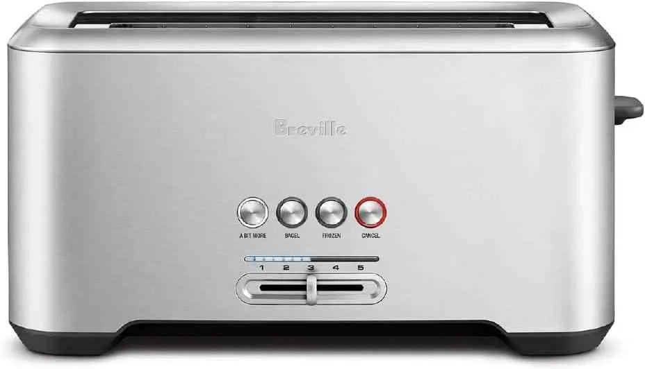 Breville Bit More 4-slice brushed stainless steel toaster with LED progress indicator and extra-long slots