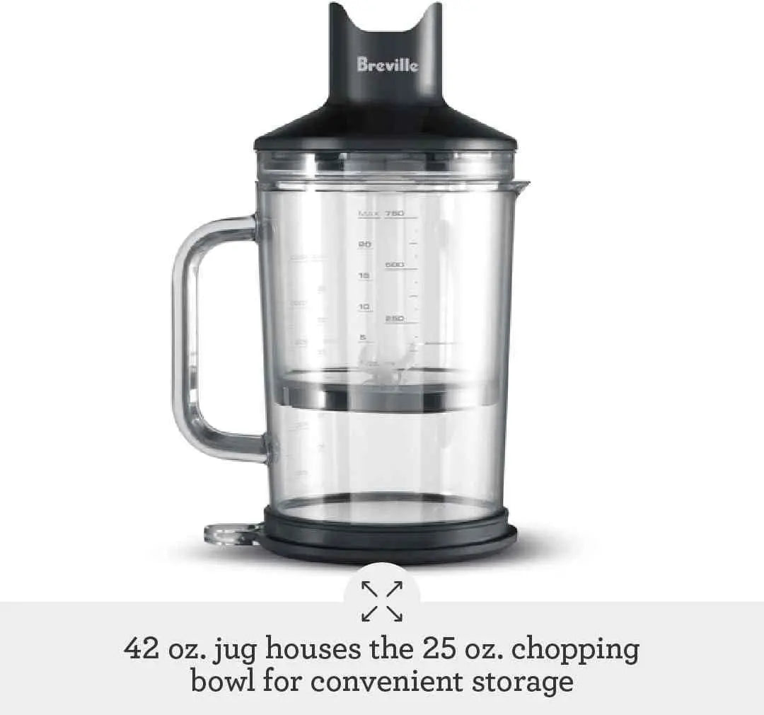 Breville Control Grip immersion blender with 15 speeds and ergonomic design for versatile kitchen blending tasks
