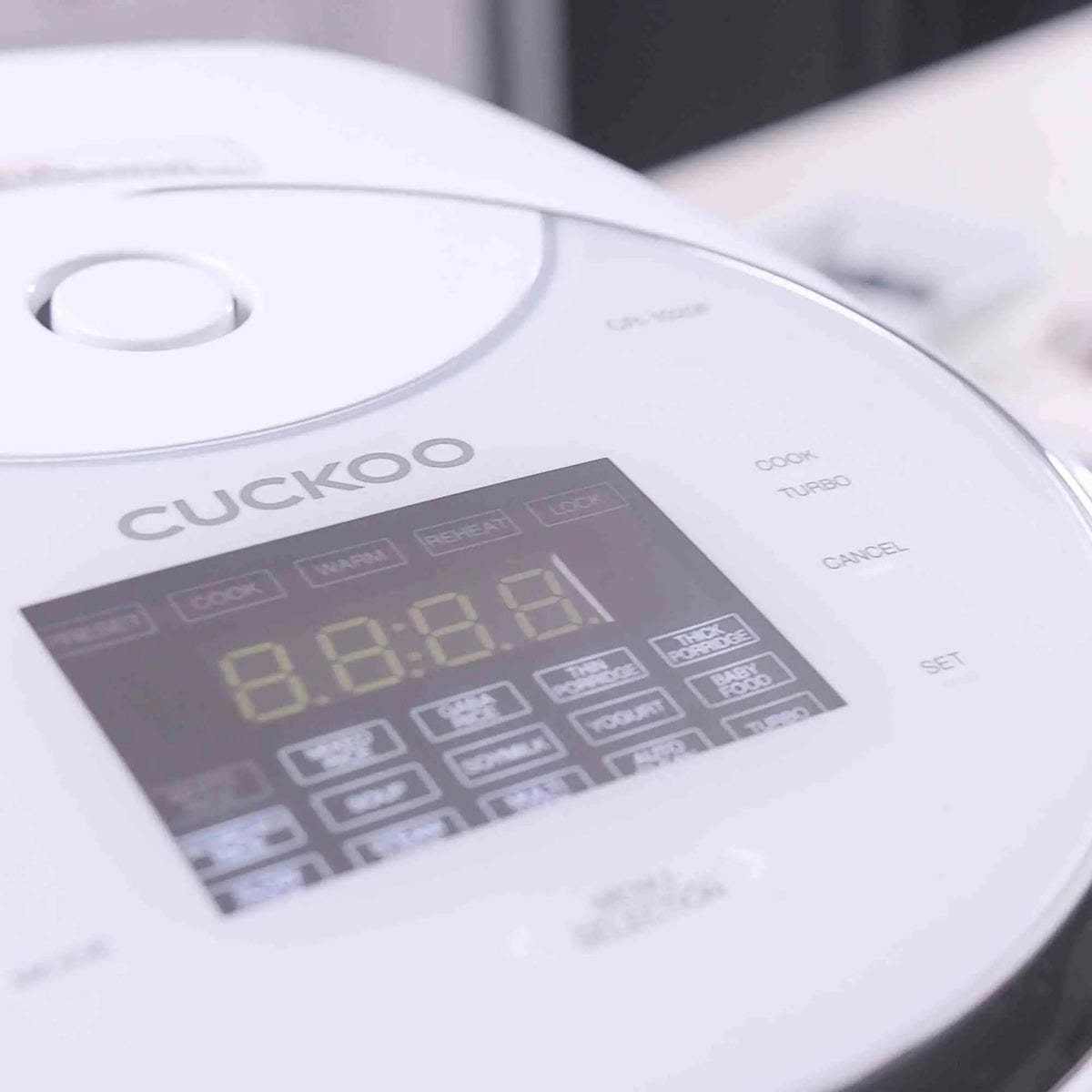 Cuckoo CR-1020FW 10-cup rice cooker with 16 menu options and LED touch panel