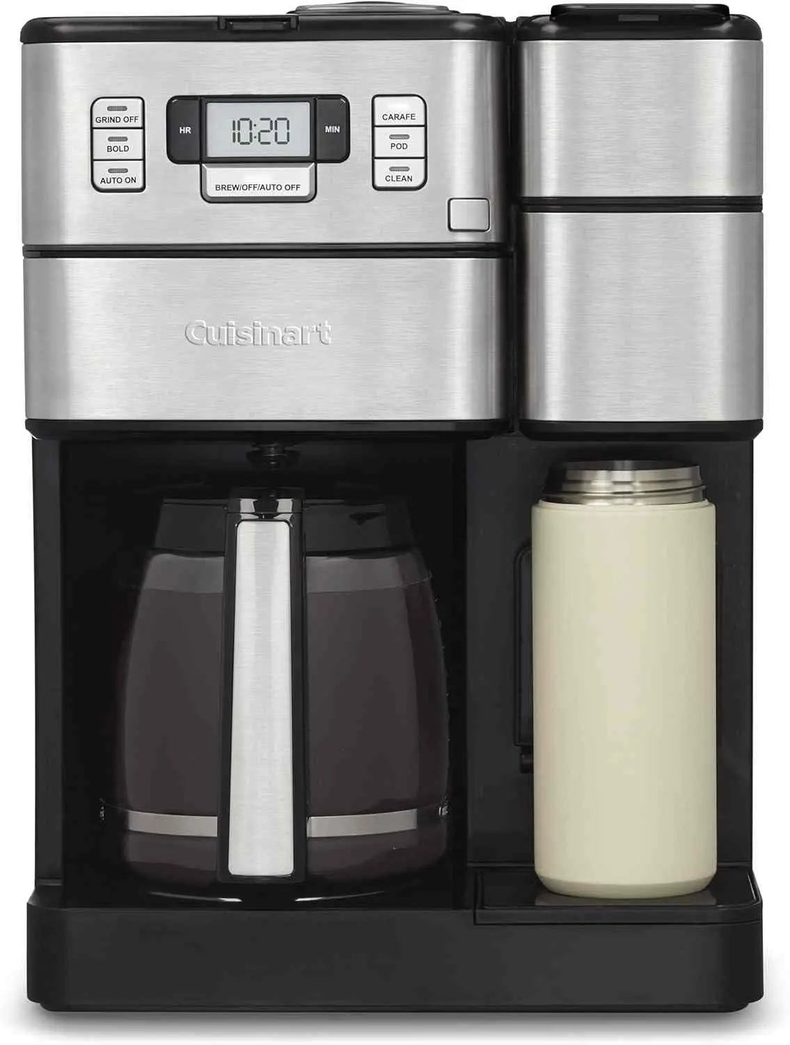 Cuisinart SS-GB1 Coffee Center with built-in grinder, single-serve and 12-cup carafe brewer, stainless steel design, and reusable filter