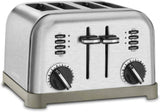 Cuisinart 4 Slice Toaster Oven in brushed stainless steel with dual controls and six browning settings