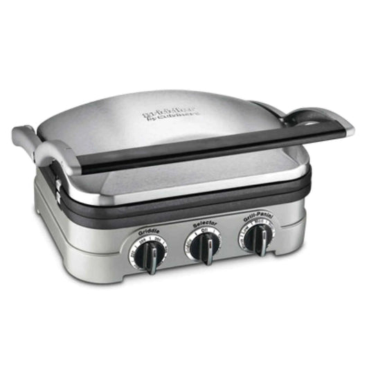 Cuisinart Panini Press stainless steel 5-in-1 griddler with removable nonstick plates and adjustable temperature controls