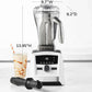Vitamix stainless steel 48oz blender container with clear BPA-free lid, stainless steel blades, and measurement markings