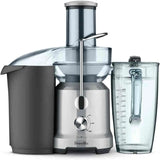 Breville Juice Fountain Cold Juicer silver model with 70-oz capacity and Cold Spin Technology for nutrient-rich juice extraction